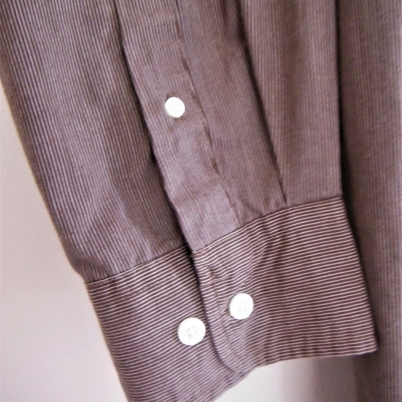 Mens Saddlebred Brown Pin Striped Button Down 2XLT - Picture 4 of 8